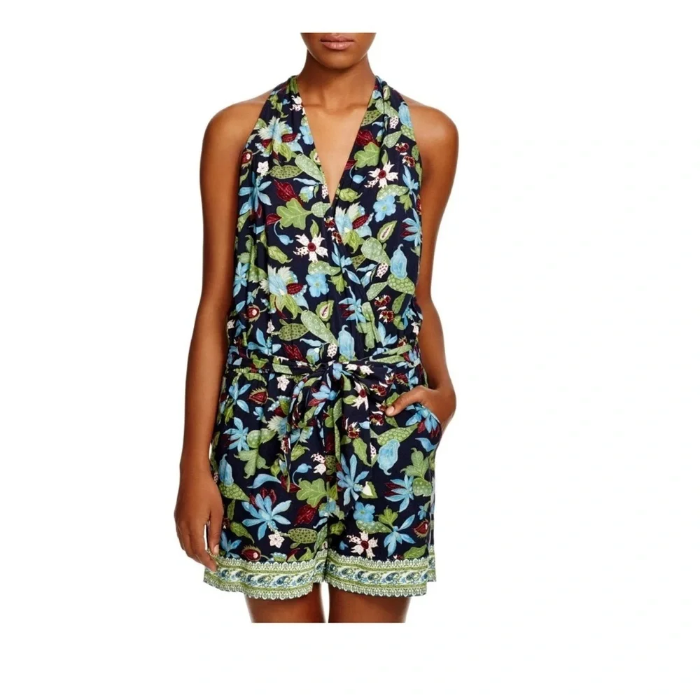 Tory Burch Wisteria Wrap Romper Swim Cover Up